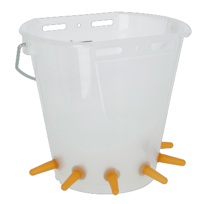 Kuzu Süt Emzirme Kovası 6 Başlı (Şeffaf Beyaz)